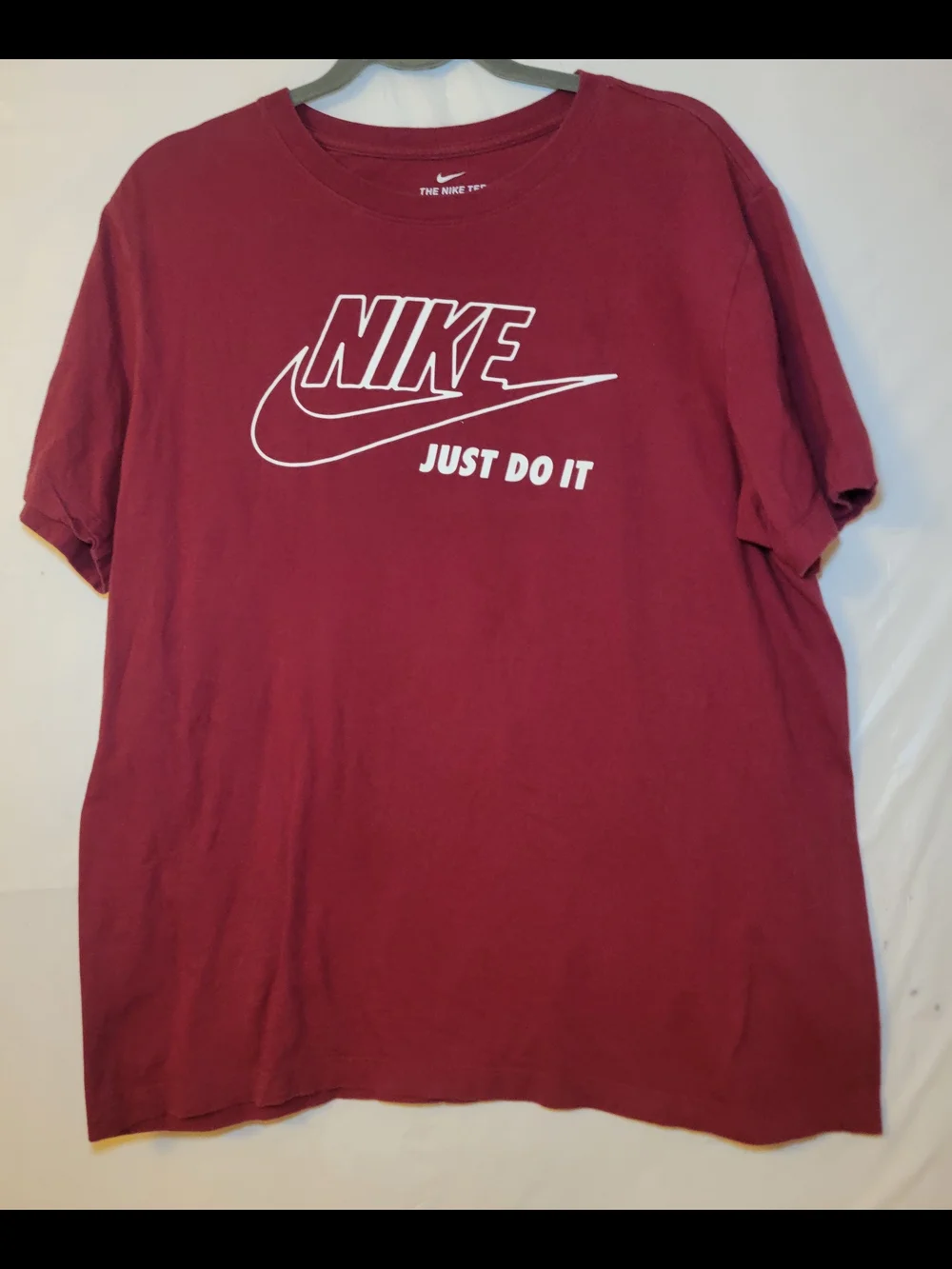 Nike Short-Sleeve Burgundy T-Shirt with White Logo